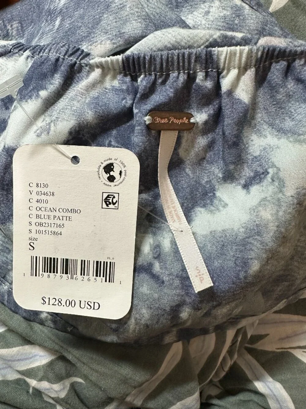 NWT Free People Tropical Oasis Cowl Halter Top in Blue - Size Small